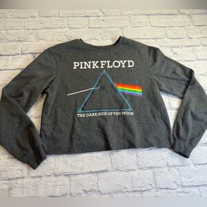 Pink Floyd Branding Dark Gray Long Sleeve Lightweight Cropped Sweatshirt Size M.